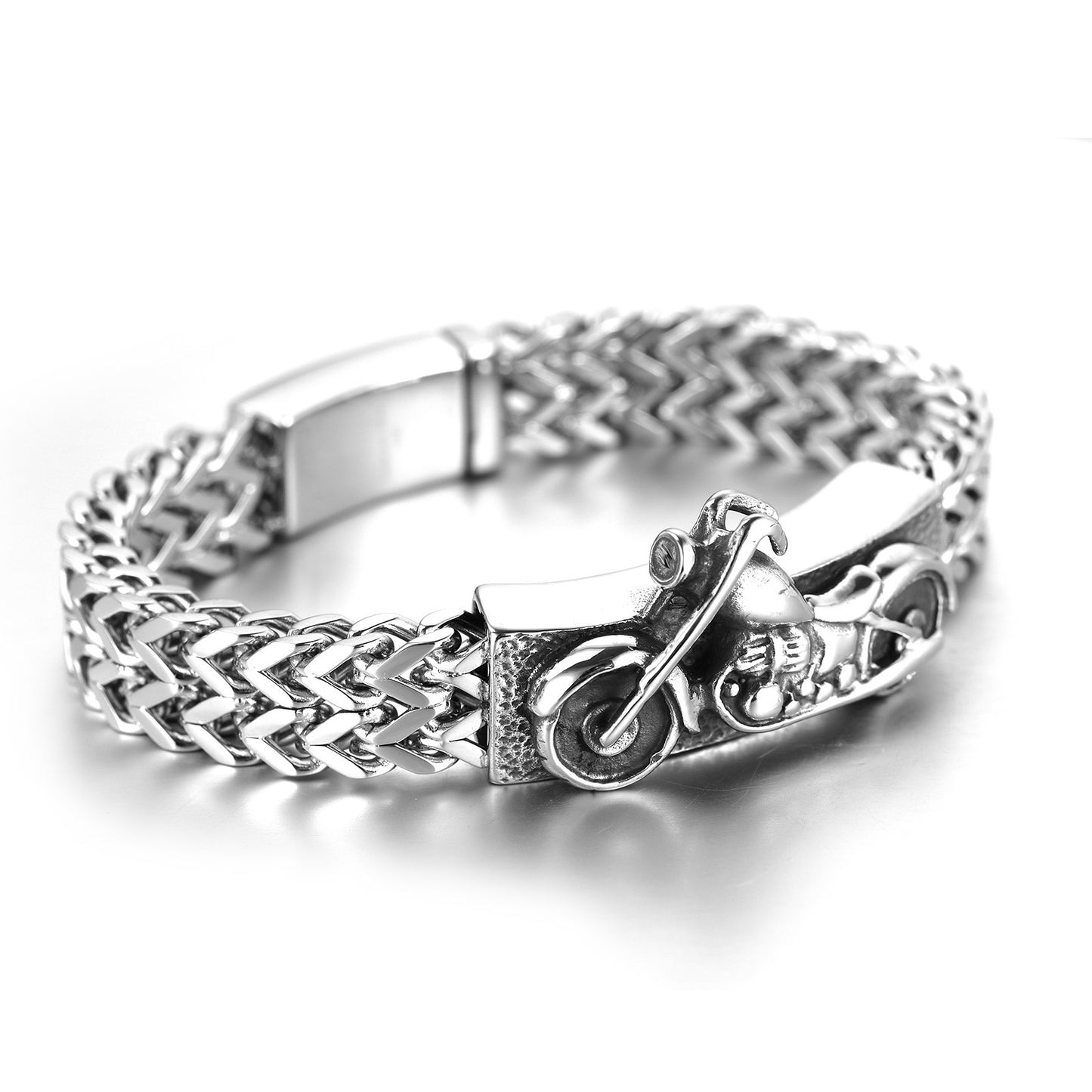 Hip-hop titanium steel motorcycle bracelet