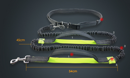 Multi-function running reflective pull dog leash double elastic dog leash traction