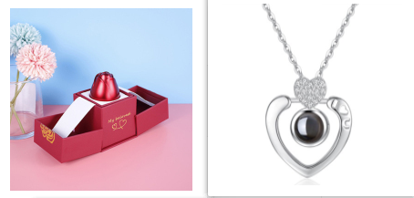 Hot Valentine's Day Gifts, Metal Rose Jewelry Gift Box, Necklace For Wedding, Girlfriend Gifts