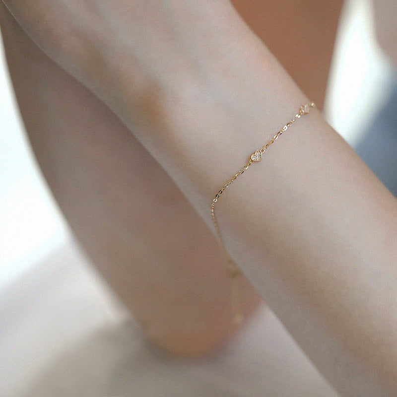 S925 Sterling Silver Plated 14K Gold Thin Bracelet