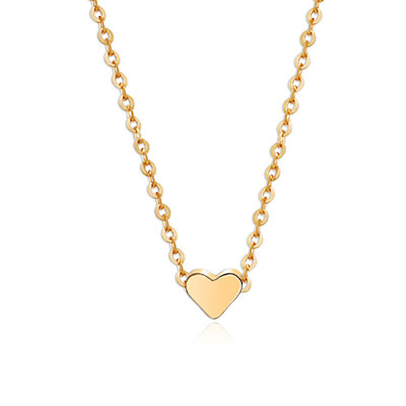 Collares con colgante de amor de doble cara para mujer, collar de cadenas para clavícula, joyería sencilla, regalo del Día de San Valentín, Color dorado