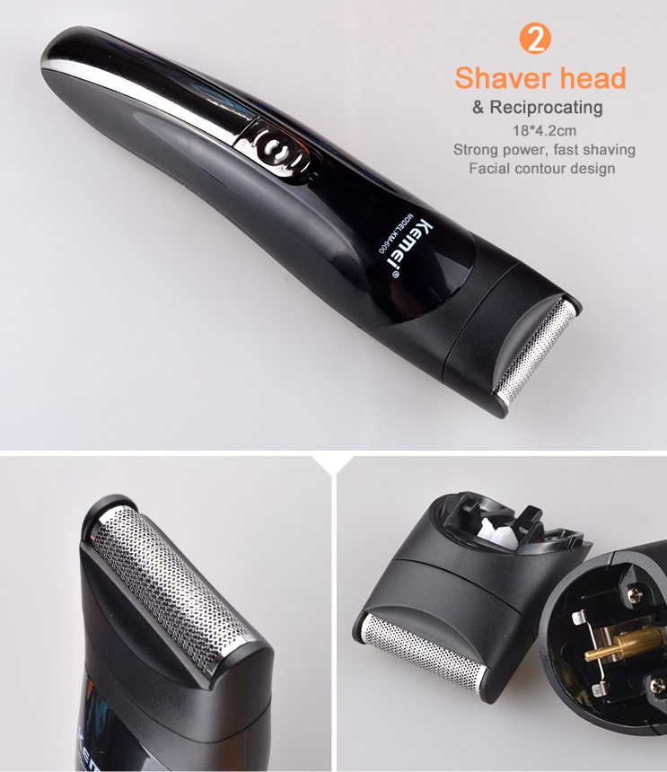 Kemei 6 in 1 Rechargeable Hair Trimmer Titanium Hair Clipper Shaver Electric Beard Trimmer Men Styling Tools Shaving Machine