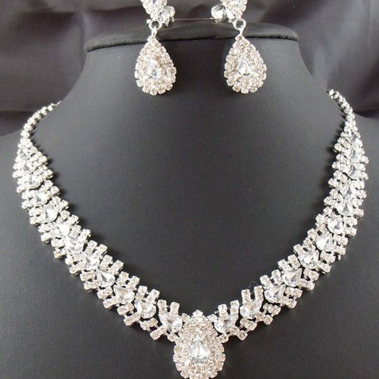 Bride Wedding Accessories, Earrings Set Drop Necklace