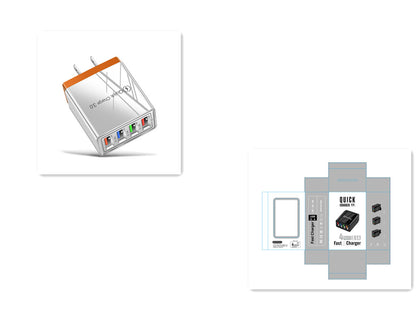 Carregador usb carga rápida 3.0 4 portas adaptador de telefone para huawei iphone 12 tablet portátil carregador móvel parede carregador rápido