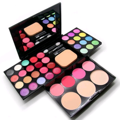 Caja de maquillaje 24 sombras de ojos 8 barras de labios 4 rubores 3 polvos 39 discos de maquillaje de colores bandeja de maquillaje combinada