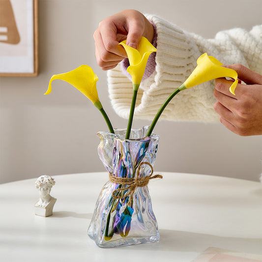 Accesorios nórdicos de cristal para decoración de mesa, florero seco