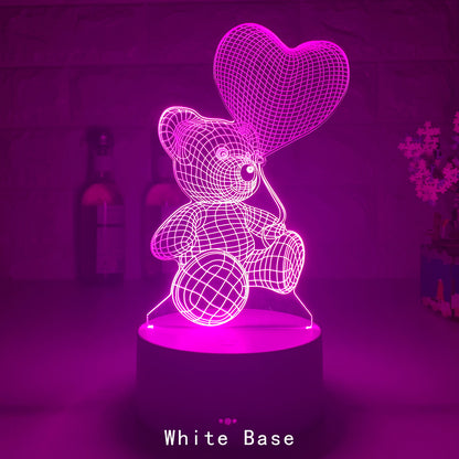 Love Bear Série 3D Luz Criativa Luz Noturna LED Luz Visual