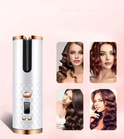 Modelador de cabelo automático recarregável feminino portátil ferro de ondulação do cabelo display lcd cerâmica encaracolado rotativa onda styer