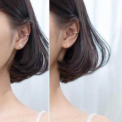 Simple row of diamond earrings without pierced ears