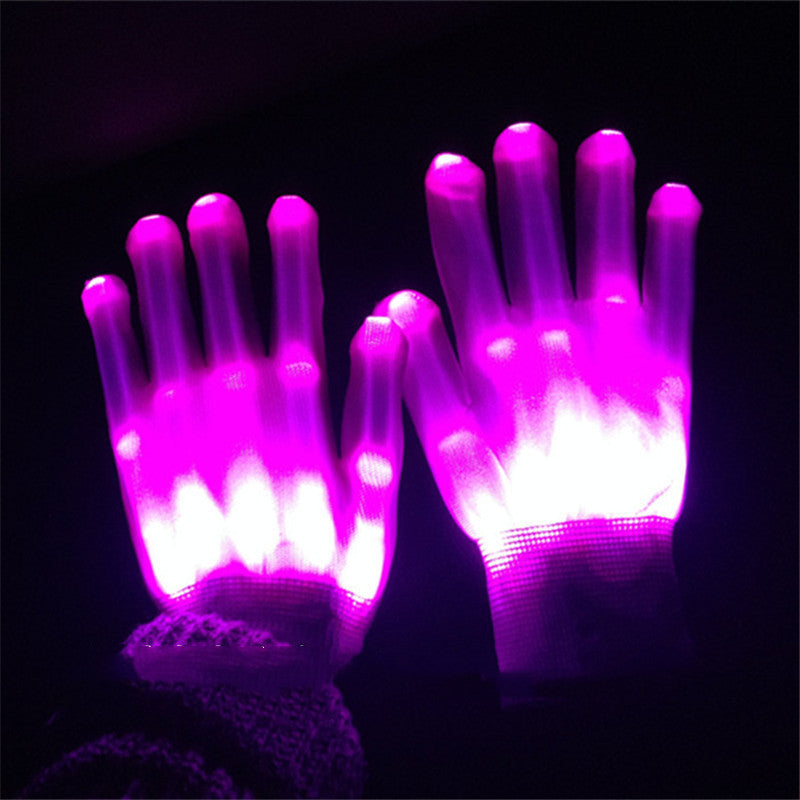 1Pair Chic LED Light Up Skeleton Hand Gloves Halloween Costume Decor