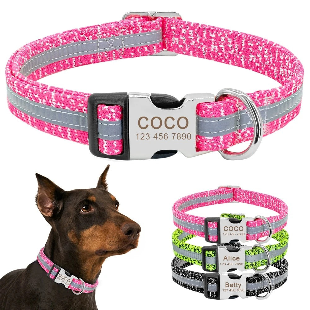 Collar para perro, etiqueta para mascota, placa con nombre para cachorro y gato, collares de identificación ajustables