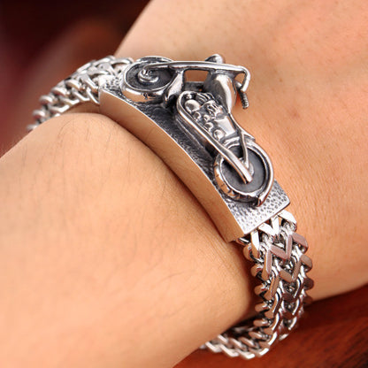 Hip-hop titanium steel motorcycle bracelet