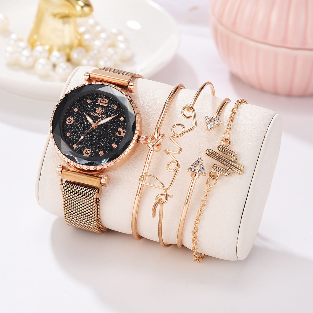 Relojes de mujer cielo estrellado imán hebilla moda pulsera reloj de pulsera