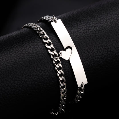 New Stainless Steel Hangtag Couple Bracelet