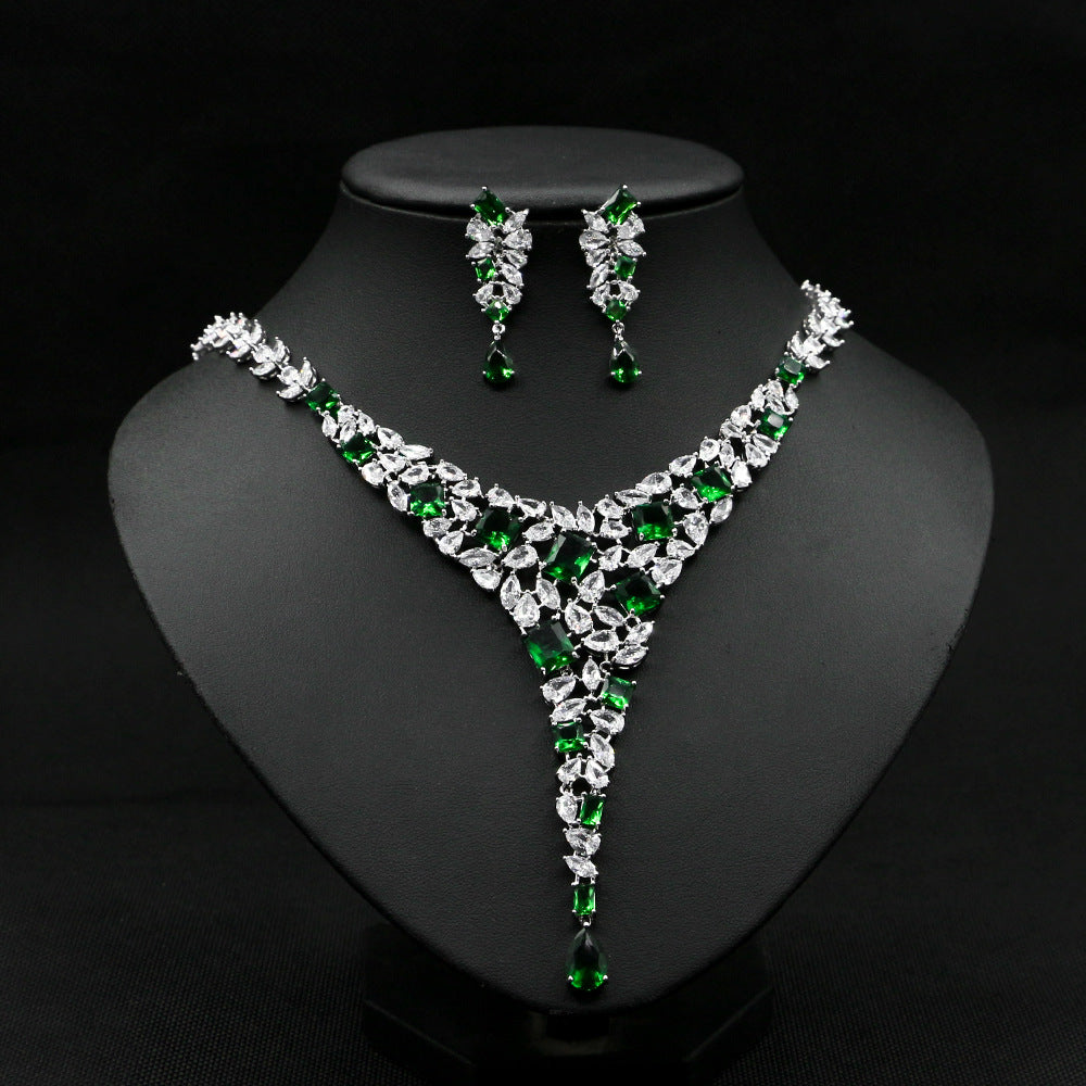 Colorful Zircon Necklace Set Wedding