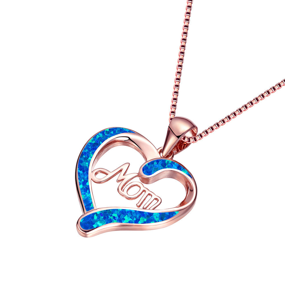 Love-shaped MOM Letter Pendant Necklace Mother's Day Gift Jewelry