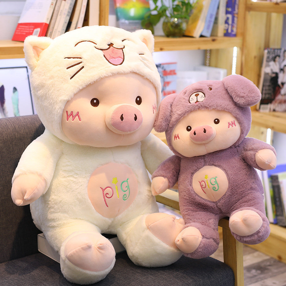 Cartoon  Doll Plush Teddy Bear Hat Pig Doll