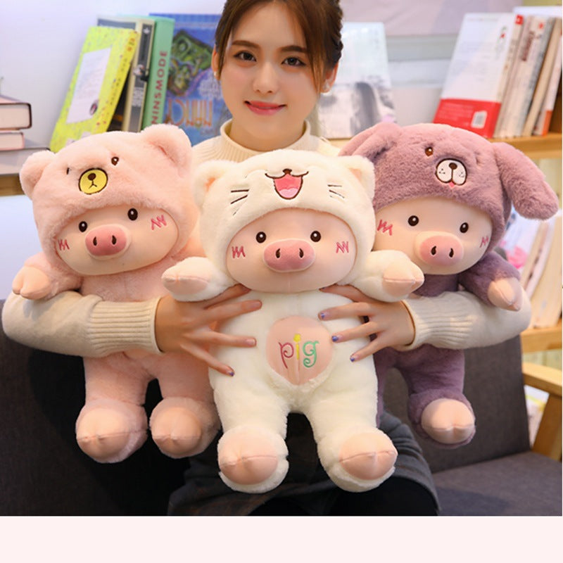 Cartoon  Doll Plush Teddy Bear Hat Pig Doll