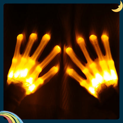 1Pair Chic LED Light Up Skeleton Hand Gloves Halloween Costume Decor