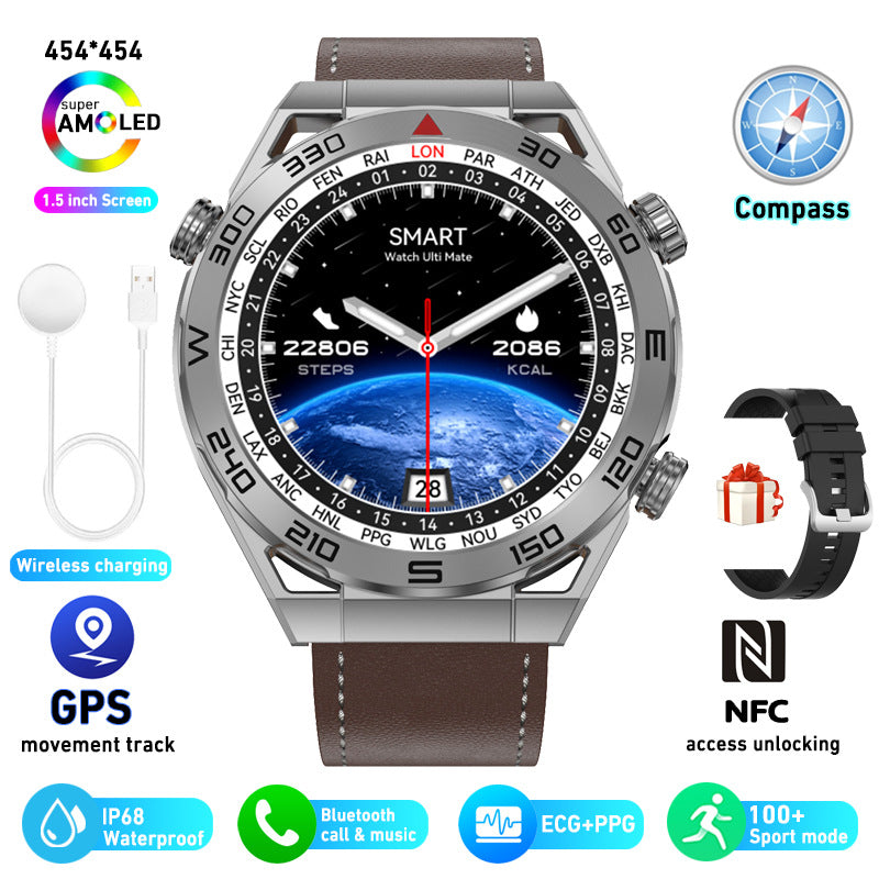 ECG PPG Bluetooth que chama o Smart Watch sem fio do carregador de GPS do compasso