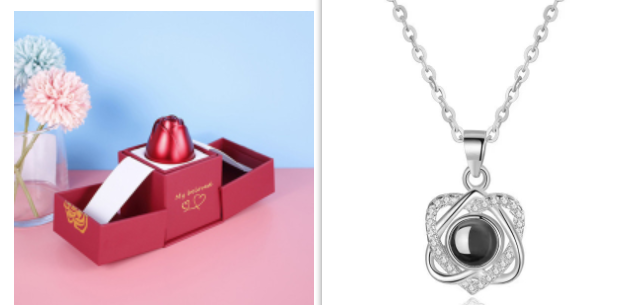 Hot Valentine's Day Gifts, Metal Rose Jewelry Gift Box, Necklace For Wedding, Girlfriend Gifts