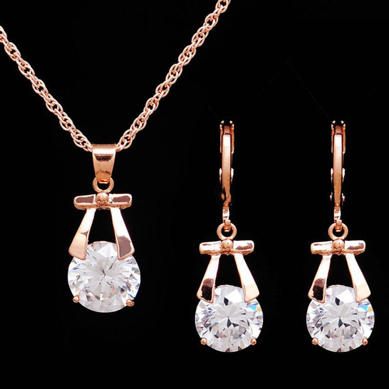 Crystal earrings, jewelry set, Romantic version of the bride necklace