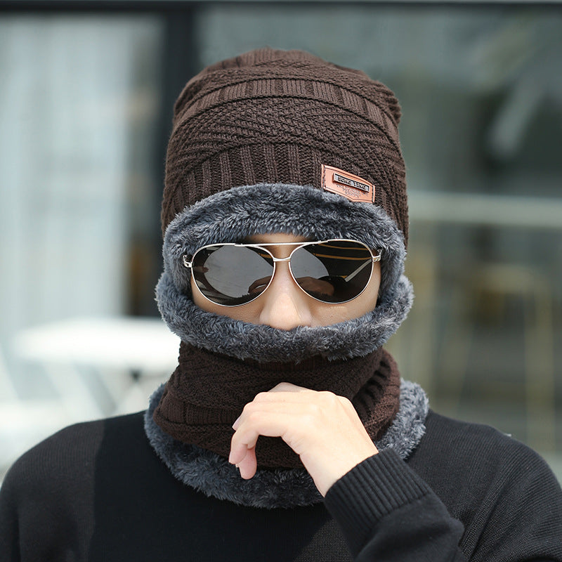 Gorro de invierno, conjunto de bufanda, gorro de punto cálido, forro polar grueso, gorro de invierno, calentador de cuello para hombres y mujeres