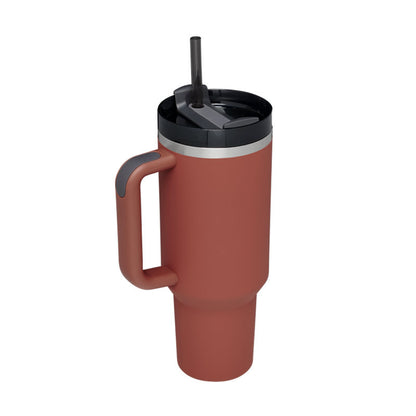 Thermal Mug 40oz Straw Coffee Insulation Cup With Handle, Portable Car Stainless Steel Water Bottle