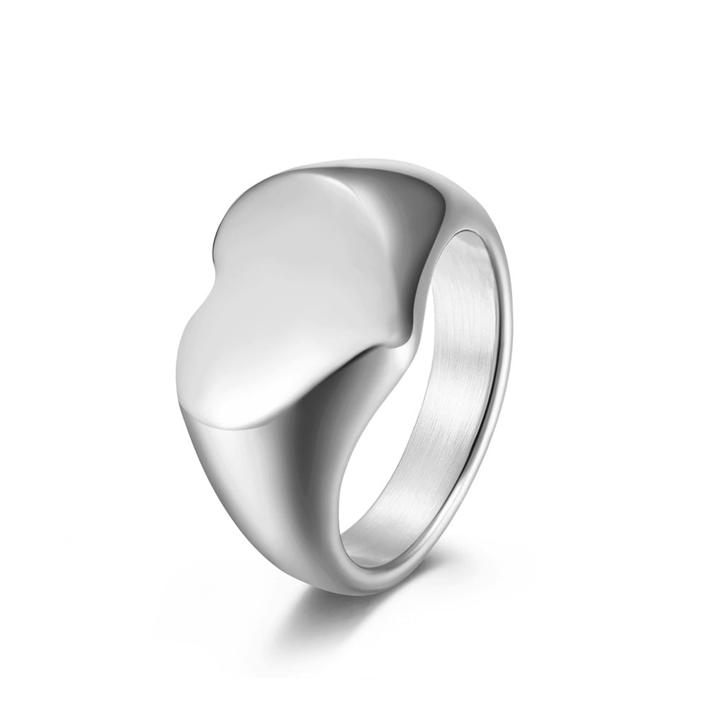 Unisex Style Titanium Steel Heart Shaped Love Ring