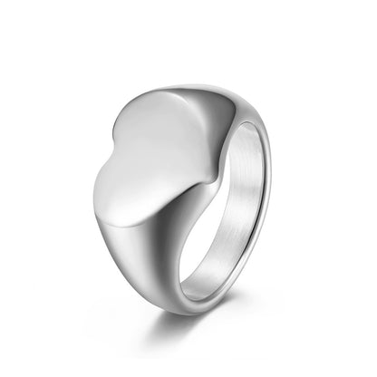 Anillo de amor en forma de corazón de acero titanio estilo unisex