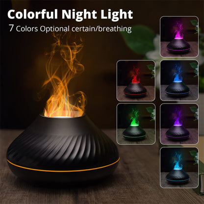 Difusor de aroma de llama volcánica Lámpara de aceite esencial 130 ml Humidificador de aire portátil USB con luz nocturna de color Generador de niebla Fogger Luz LED