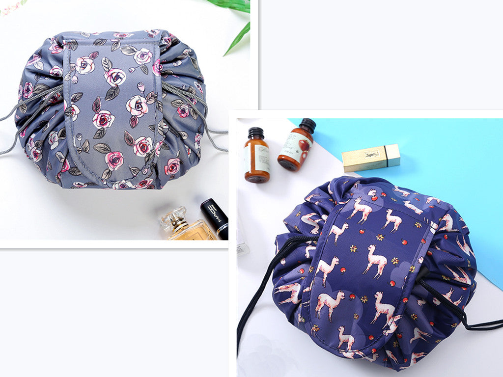 Bolsa cosmética pequena e preguiçosa com cordão portátil