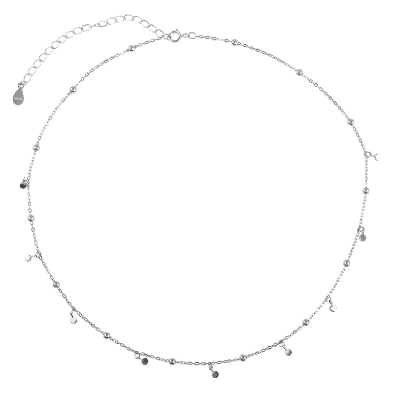 Real 925 Sterling Silver Plated Geometric Round Choker