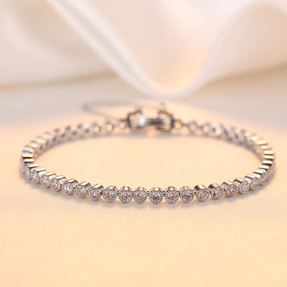 Pulsera de plata de ley S925 con circonita AAA exquisita pulsera de mujer