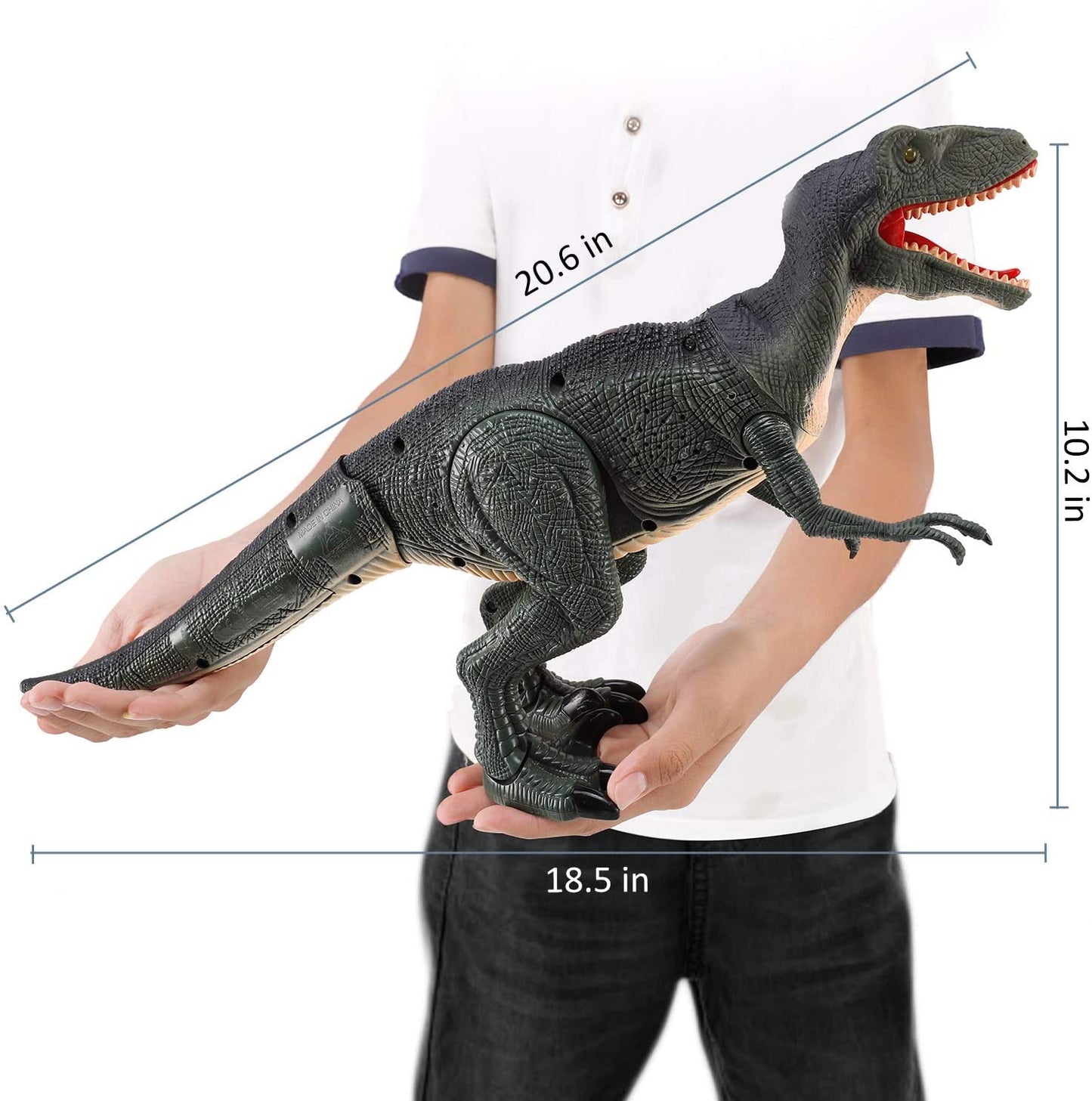 Juguete de dinosaurio que camina con Control remoto RC con cabeza temblorosa, ojos y sonidos iluminados, Velociraptor, regalo para niños