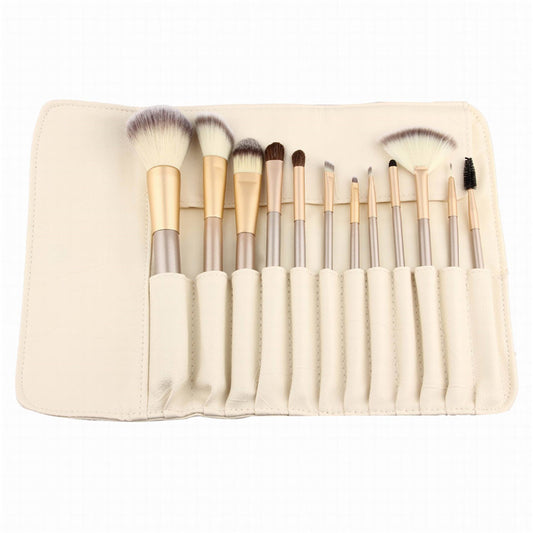 Brocha de maquillaje blanca, 24 trajes de maquillaje y brochas para herramientas portátiles de belleza y maquillaje