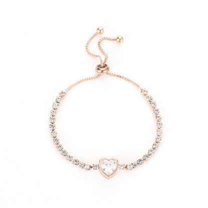 Loving Heart Zircon Simple Rhinestone Female Strap Lace Bracelet