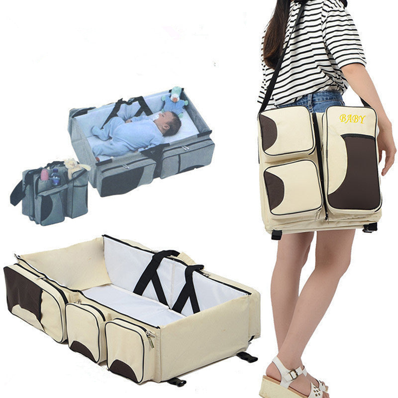 Portable travel folding crib mother and baby bag