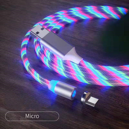 Cabo de carregamento magnético streamer cabo de carregamento rápido iluminação micro cabo usb led carregador magnético tipo-c cabo