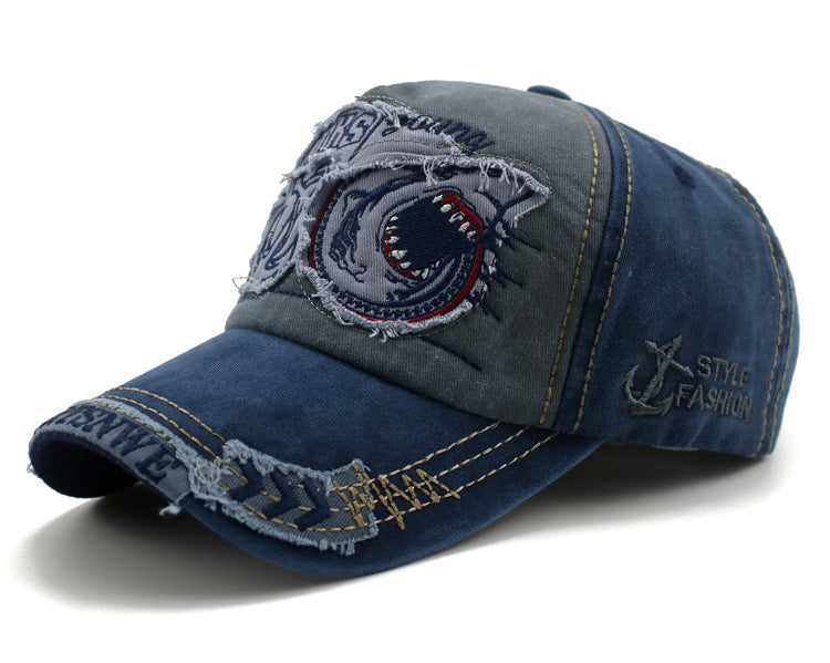 Boné de beisebol Shark Denim Hip Hop Outdoor Snapback