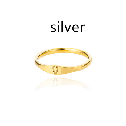 Stainless Steel Gold 26 Alphabet Ring