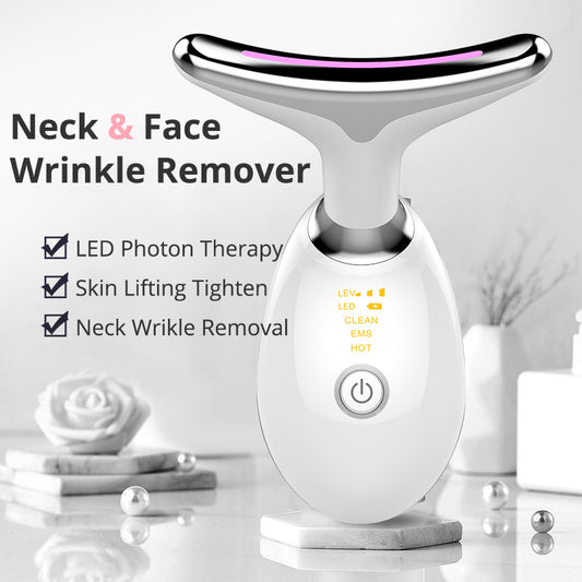 Ems massageador térmico de pescoço, levantamento e aperto, microcorrente elétrica, removedor de rugas, fóton led, dispositivo de beleza facial para mulheres