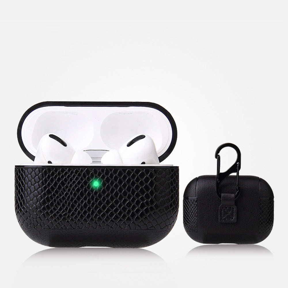 Capa de fone de ouvido com capa de couro Airpods pro