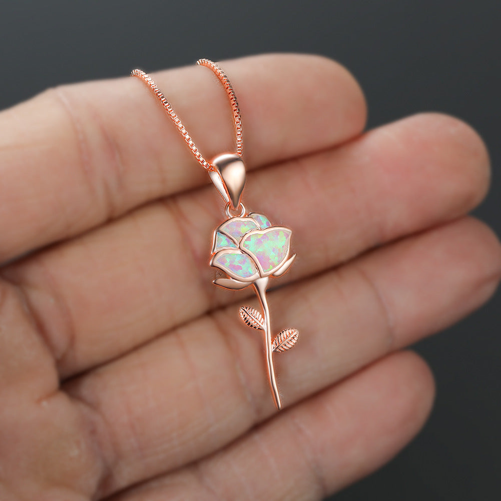 New French Romance And Beautiful Rose Opal Necklace