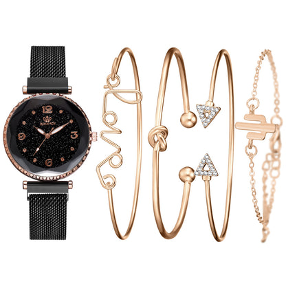 Relojes de mujer cielo estrellado imán hebilla moda pulsera reloj de pulsera