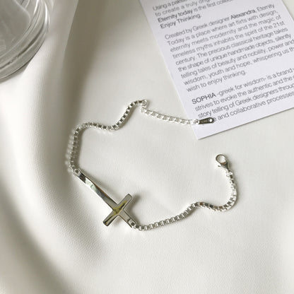 S925 Sterling Silver Cross Bracelet