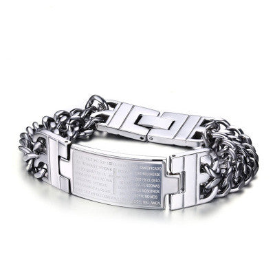 Pulseira masculina com escritura cruzada