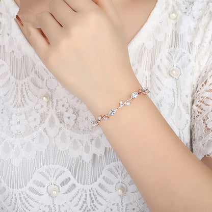 Pulsera de mujer de cristal plateado