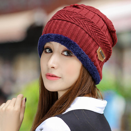 Knit Hat Winter Thick Cap Head Warmer