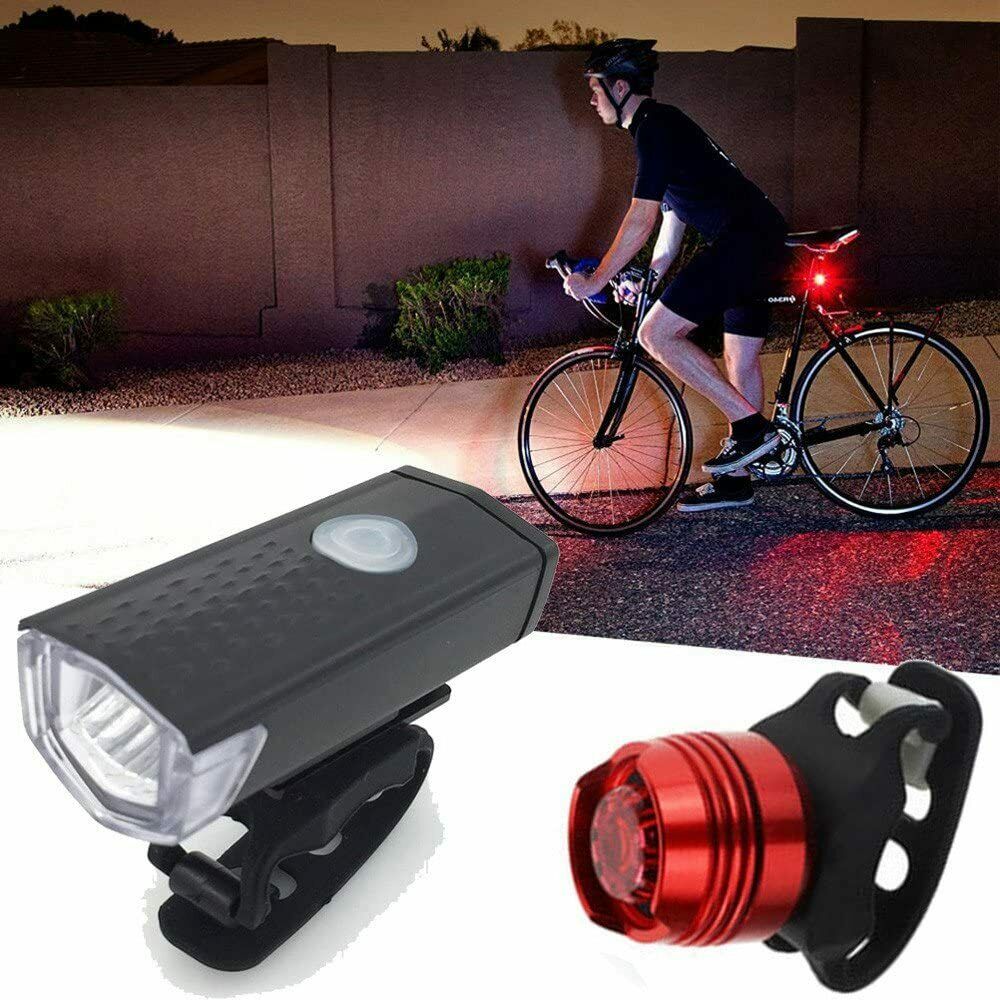 USB recargable LED bicicleta faro bicicleta cabeza luz delantera trasera lámpara ciclismo